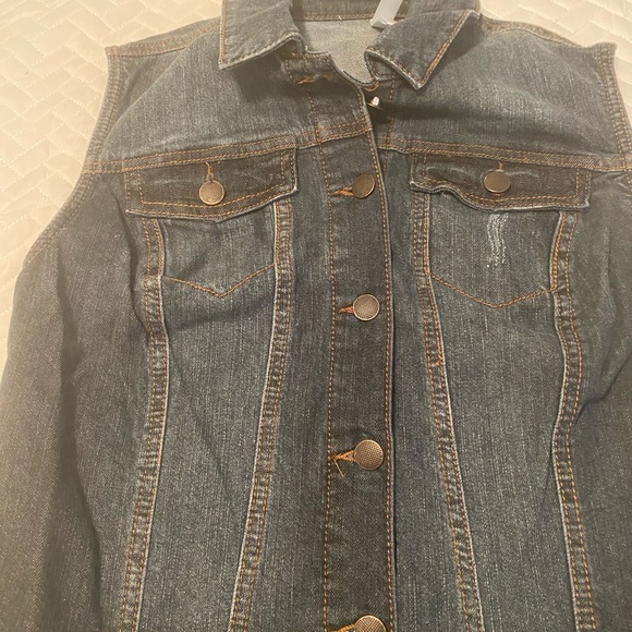Xhilaration Denim Button Down Vest - Picture 2 of 5
